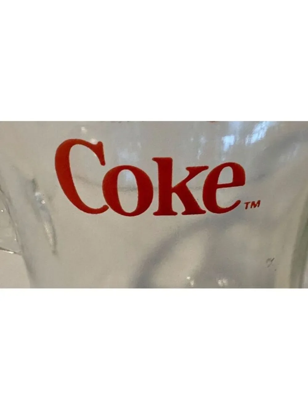Vintage 1980s Coca-Cola Clear Glass 64oz Pitcher with Ice Lip Spout